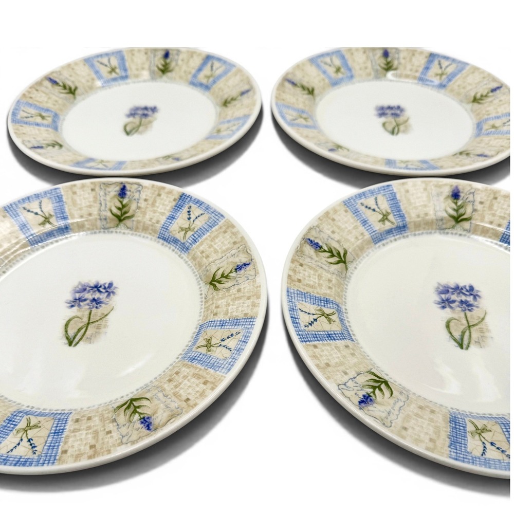 Set of 4 England Angleterre Hydrangea Floral Salad Plates 8" Pier1 Cottage Table
